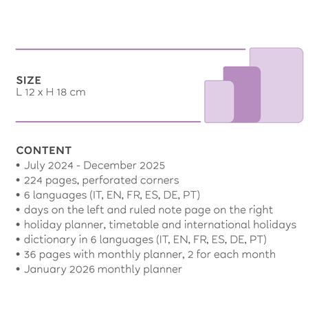 Agenda settimanale Legami 2024-2025, 18 mesi, Medium Weekly Diary con Notebook - Blueberry - 12 x 18 cm - 8