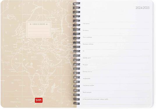 Agenda settimanale spiralata Legami 12 Mesi - 2025  - Large Weekly Spiral Bound Diary - Travel - 3