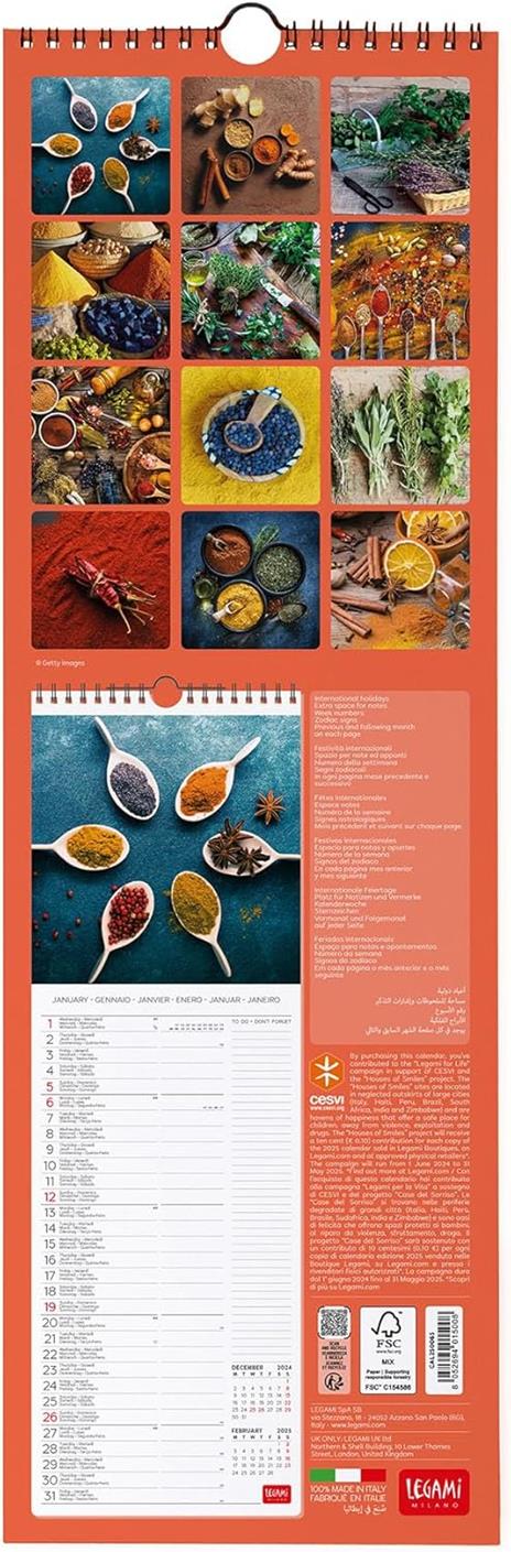 Calendario da Muro 2025 Legami - Herbs & Spices - 16 x 49 - 3