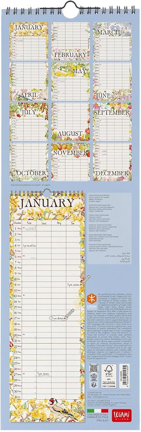 Calendario da Muro 2025 Legami - My Secret Garden - 16 x 49 - 3