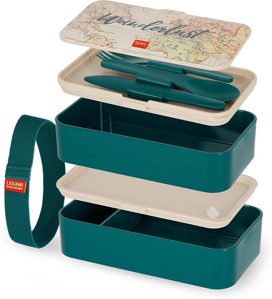 Legami - Porta Pranzo, Lunch Box con 3 Posate Incluse, Contenitore Porta Pranzo, Capacità 1200 ml - 4