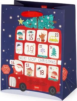 Borsa Regalo Media - Autobus di Natale