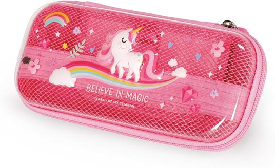 Legami - Astuccio Wonderwow, Tema Unicorn, 2 Scomparti e Portapenne interno, Chiusura a Zip, 23x11x5 cm - 2