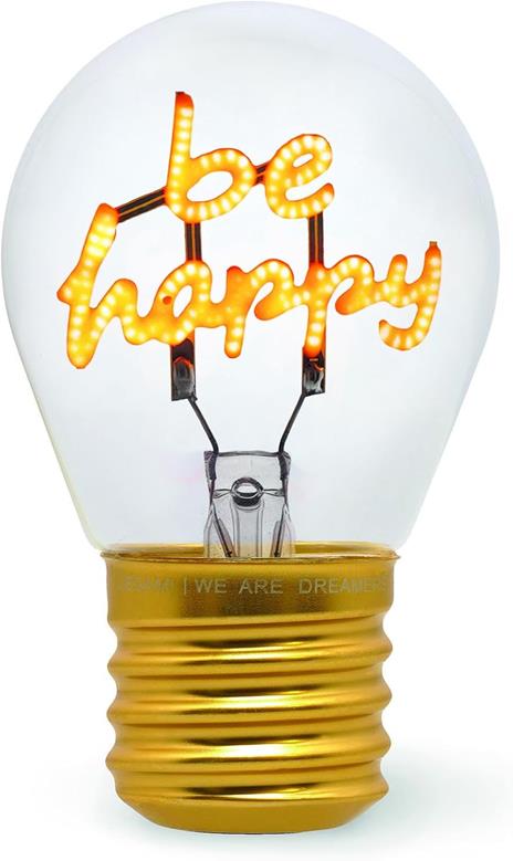Bulb Fiction - Lightbulb-Shaped Table Lamp - Be Happy