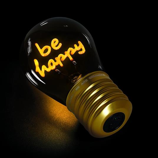 Bulb Fiction - Lightbulb-Shaped Table Lamp - Be Happy - 4