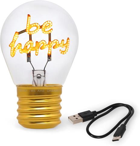 Bulb Fiction - Lightbulb-Shaped Table Lamp - Be Happy - 5