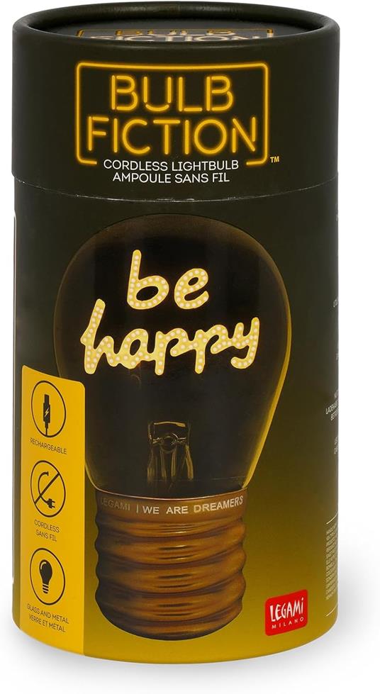 Bulb Fiction - Lightbulb-Shaped Table Lamp - Be Happy - 6