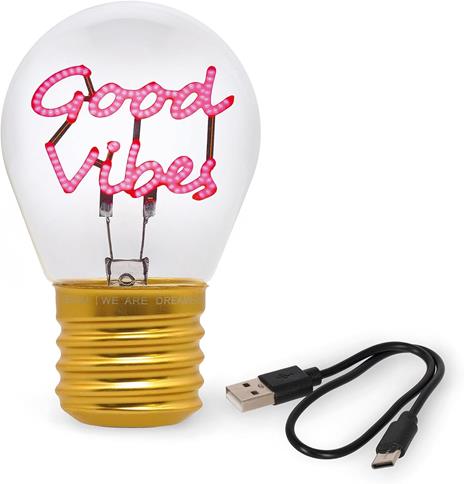 Bulb Fiction - Lightbulb-Shaped Table Lamp - Good Vibes - 5
