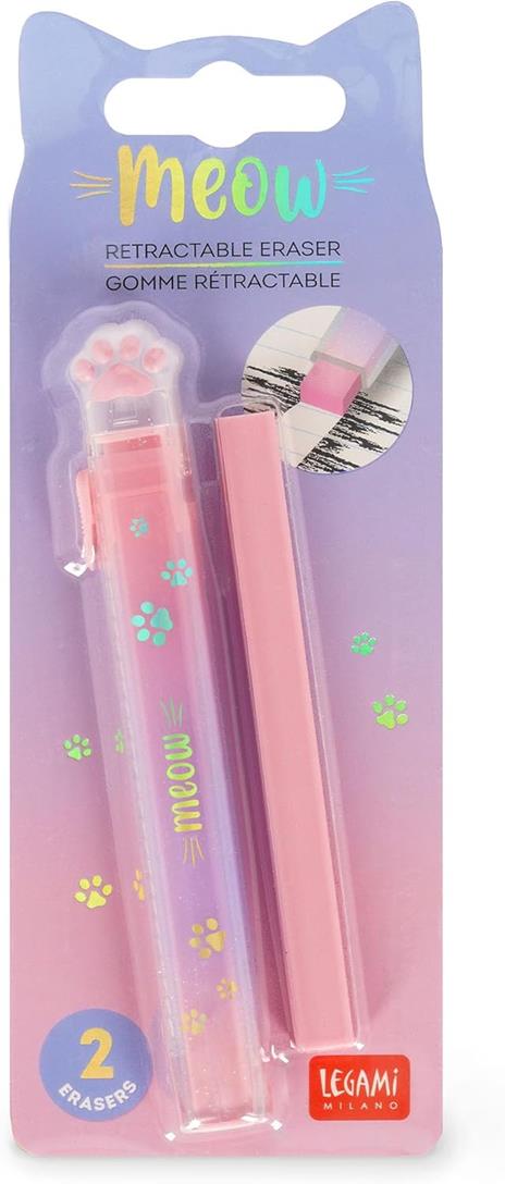 Legami - Gomma Rettrattile Meow, Gomma per cancellare, 1 gomma + 1 Refill incluso, ricaricabile - 5