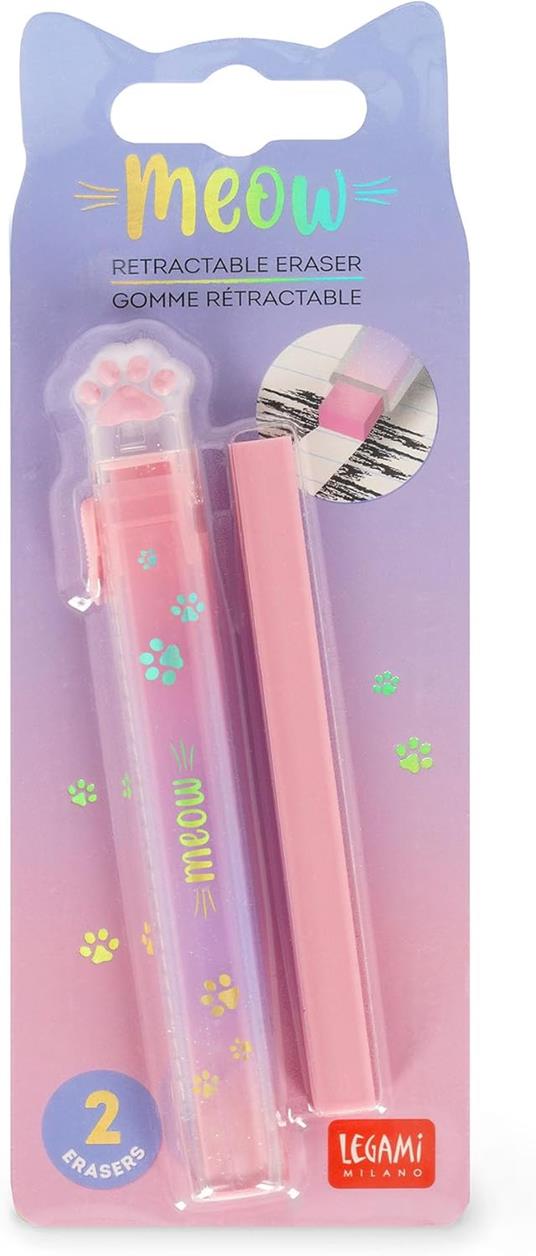 Legami - Gomma Rettrattile Meow, Gomma per cancellare, 1 gomma + 1 Refill incluso, ricaricabile - 5