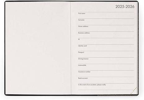 Agenda settimanale Legami 2025 -2026, 16 mesi - Small weekly Diary with block notes - Deep graphite - 2