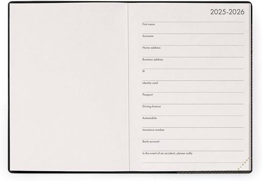 Agenda settimanale Legami 2025 -2026, 16 mesi - Small weekly Diary with block notes - Deep graphite - 2