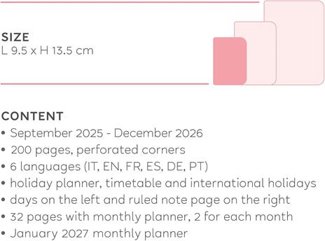 Agenda settimanale Legami 2025 -2026, 16 mesi - Small weekly Diary with block notes - Deep graphite - 6