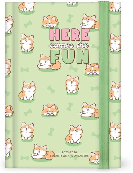 Agenda giornaliera Legami 2025 -2026, 16 mesi - Medium photo Daily Diary - blue corgi