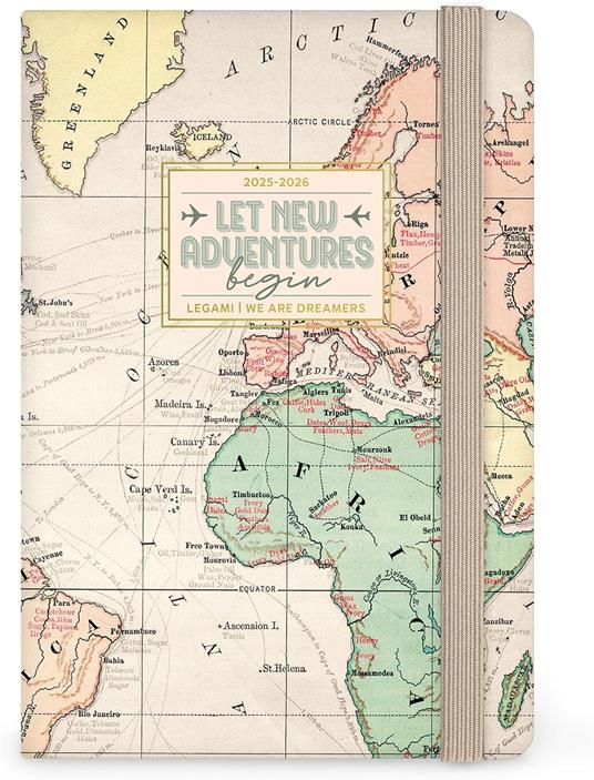 Agenda settimanale Legami 2025 -2026, 16 mesi - Small photo weekly Diary with block notes - travel