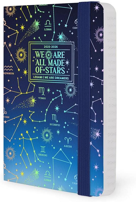 Agenda settimanale Legami 2025 -2026, 16 mesi - Small photo weekly Diary with block notes - stars - 4