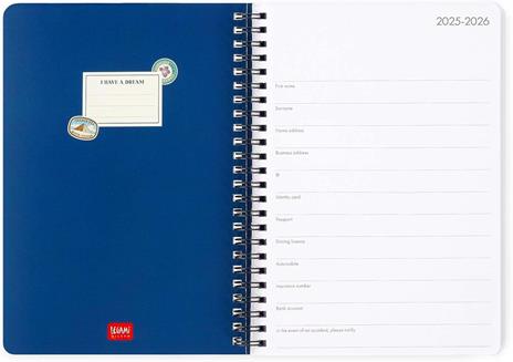 Agenda settimanale Legami 2025 -2026, 16 mesi - large weekly spiral bound Diary - travel stickers - 2