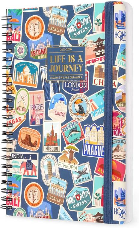 Agenda settimanale Legami 2025 -2026, 16 mesi - large weekly spiral bound Diary - travel stickers - 4