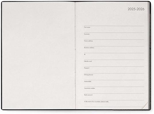 Agenda Legami 12 mesi, 2026, giornaliera, Medium Daily Diary - Deep Graphite - 2