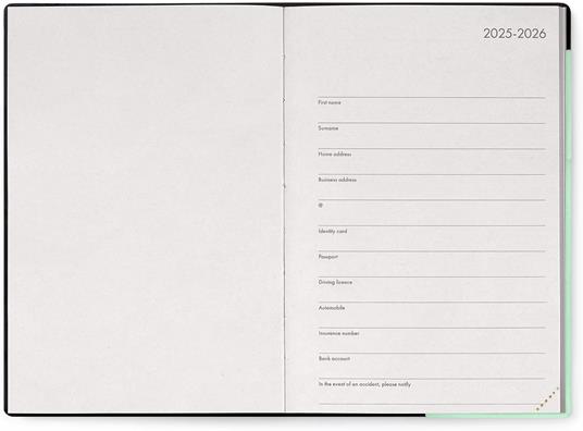 Agenda Legami 12 mesi, 2026, settimanale, Medium Weekly Diary With block notes -Pastel Mint - 2