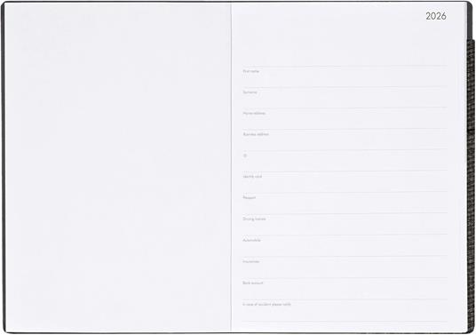 Agenda Legami 12 mesi, 2026, settimanale, Large Weekly And Dailydiary - Deep Graphite - 2