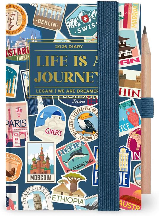 Agenda Legami 12 mesi, 2026, bigiornaliera, Mini 2-Day Diary - Travel Stickers