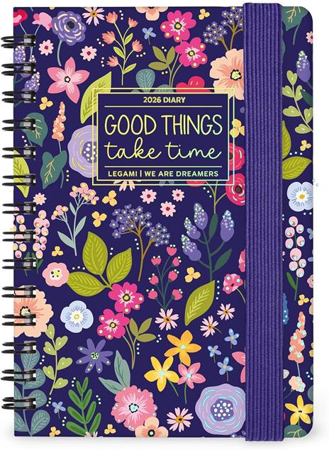 Agenda Legami 12 mesi, 2026, settimanale, Small Weekly Spiral Bound - Flowers