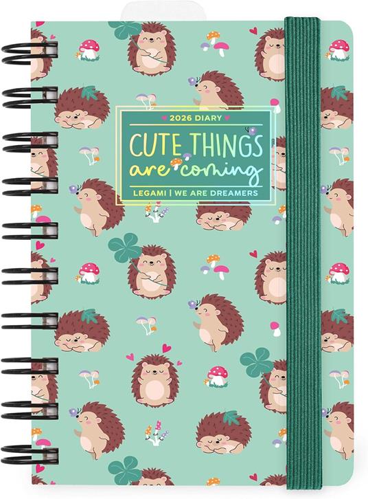 Agenda Legami 12 mesi, 2026, giornaliera, Small Daily Spiral Bound - Hedgehog