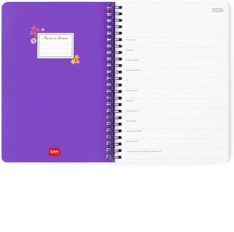 Agenda Legami 12 mesi, 2026, settimanale, Large Weekly Spiral Bound - Flowers - 2