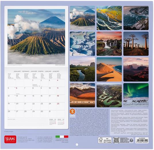 Calendario 2026 da Parete  - Planet Earth - 30 x 29 cm - 3