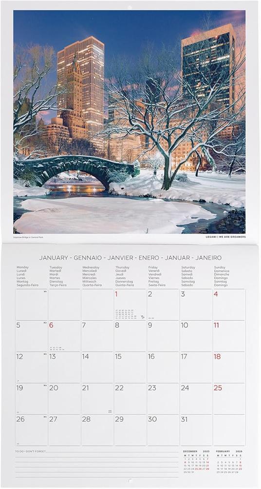 Calendario 2026 da Parete  - New York - 30 x 29 cm - 2