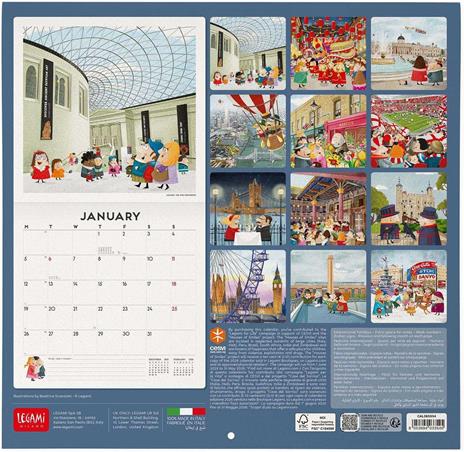 Calendario 2026 da Parete  - London - 30 x 29 cm - 3