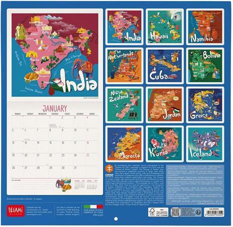 Calendario 2026 da Parete  - Let'S Travel The World - 30 x 29 cm - 3