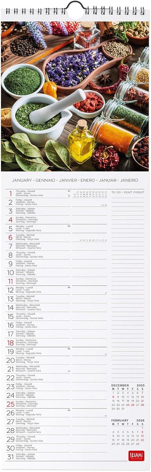 Calendario 2026 da Parete  - Herbs & Spices - 16 x 49 cm - 2