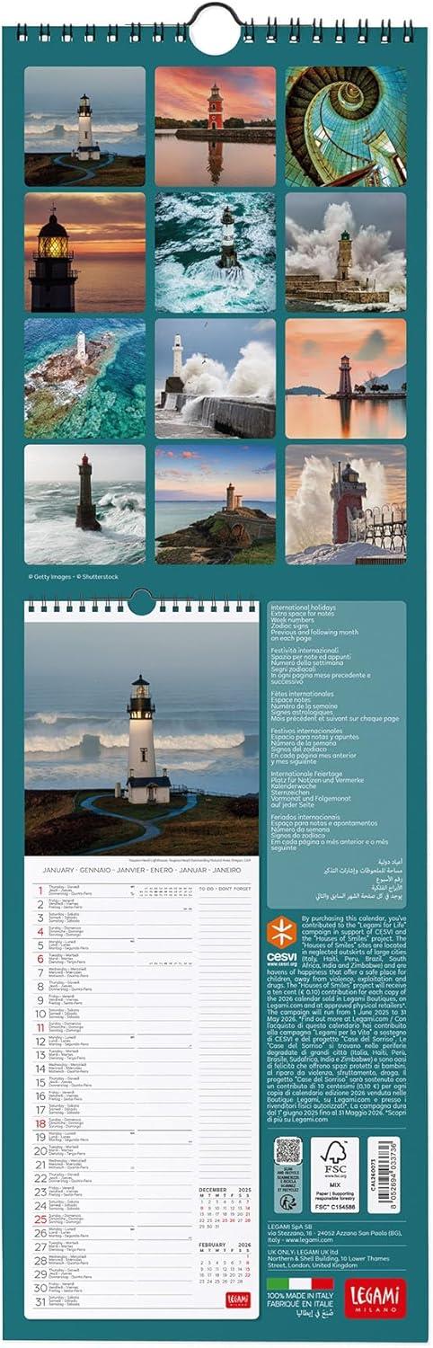 Calendario 2026 da Parete  - Lighthouses Of The World - 16 x 49 cm - 3