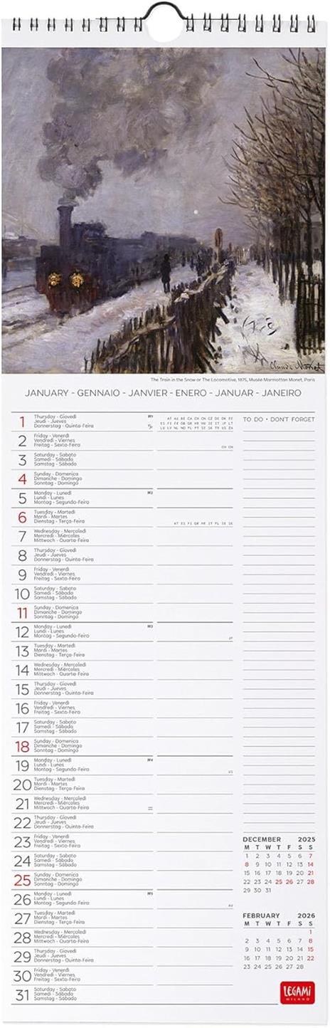 Calendario 2026 da Parete  - Claude Monet - 16 x 49 cm - 2