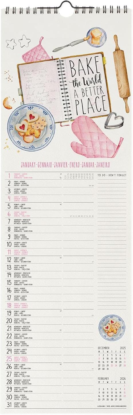 Calendario 2026 da Parete  - Aphorisms - 16 x 49 cm - 2