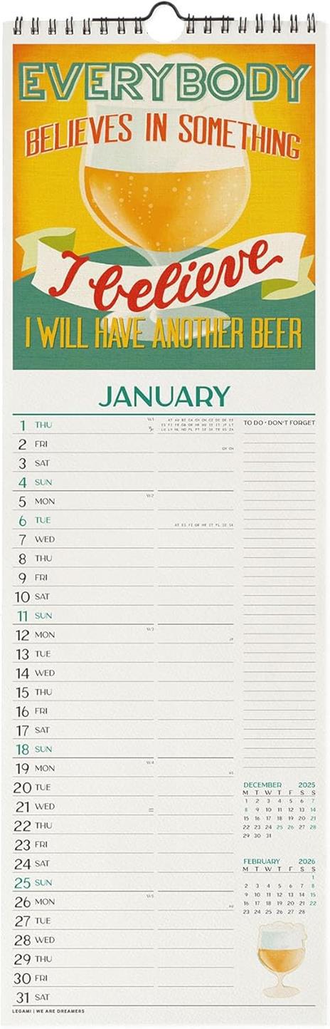 Calendario 2026 da Parete  - Beer - 16 x 49 cm - 2