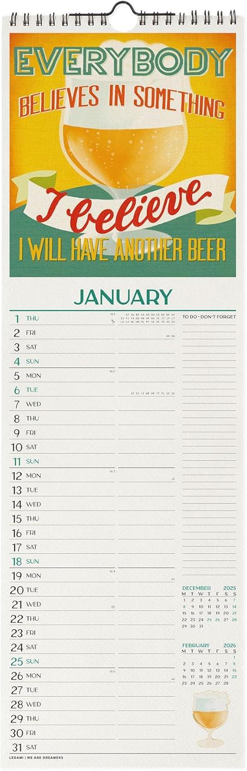 Calendario 2026 da Parete  - Beer - 16 x 49 cm - 2