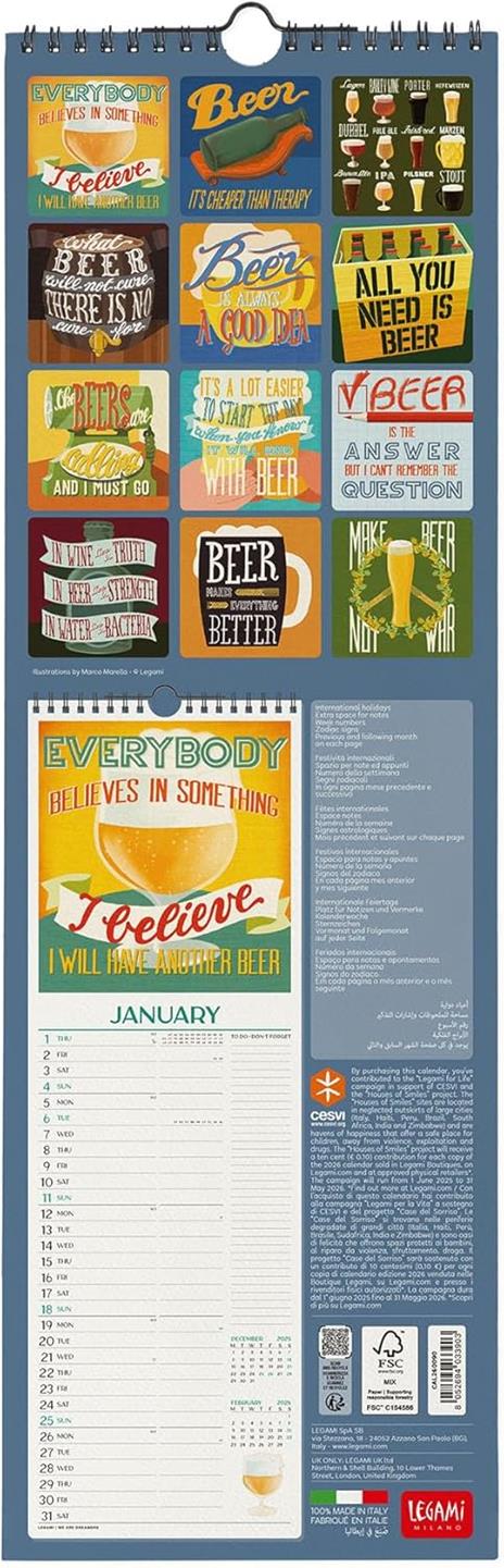 Calendario 2026 da Parete  - Beer - 16 x 49 cm - 3