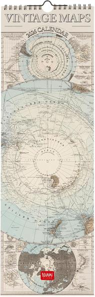 Calendario 2026 da Parete  - Vintage Maps - 16 x 49 cm