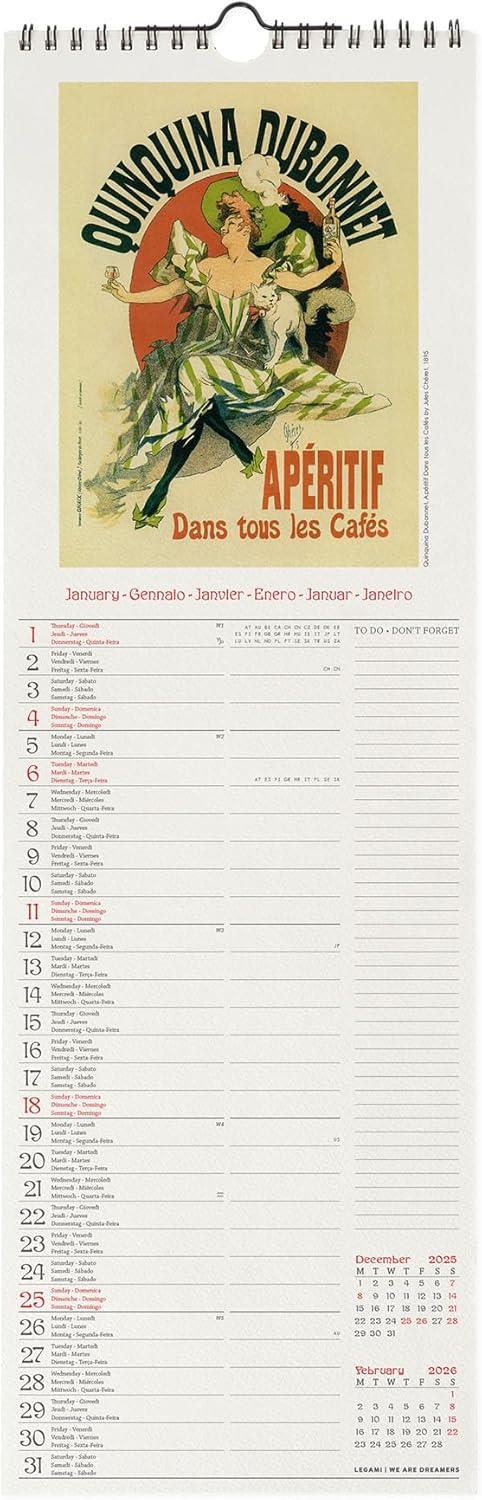 Calendario 2026 da Parete  - Belle Époque - 16 x 49 cm - 2