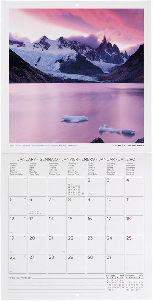Calendario 2026 da Parete  - Sunsets - 18 x 18 cm - 2