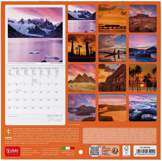Calendario 2026 da Parete  - Sunsets - 18 x 18 cm - 3