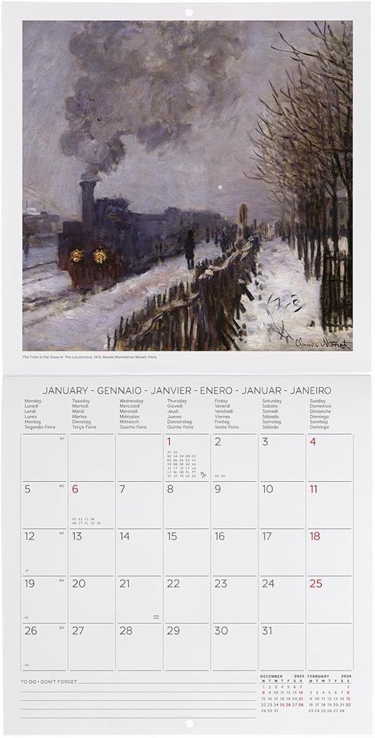 Calendario 2026 da Parete  - Claude Monet - 18 x 18 cm - 2
