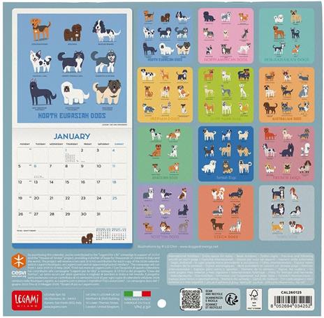 Calendario 2026 da Parete  - Dogs Of The World - 18 x 18 cm - 3