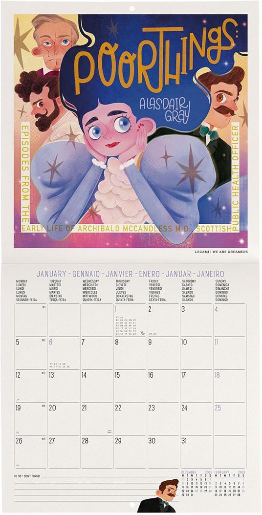 Calendario 2026 da Parete  - Book Lover'S - 18 x 18 cm - 2
