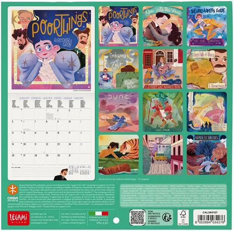 Calendario 2026 da Parete  - Book Lover'S - 18 x 18 cm - 3