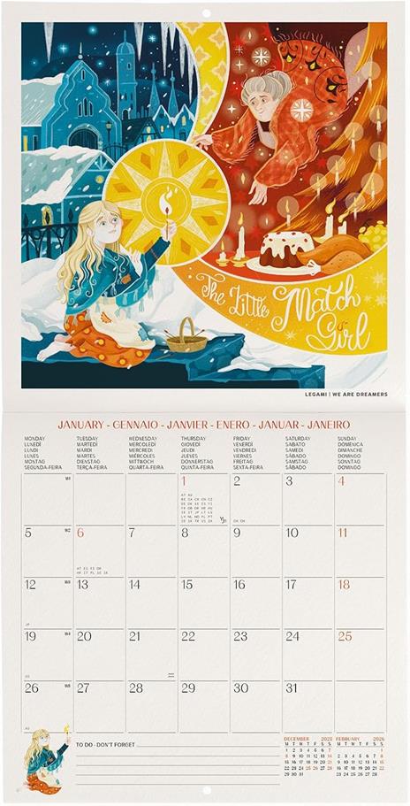 Calendario 2026 da Parete  - Once Upon A Time - 18 x 18 cm - 2
