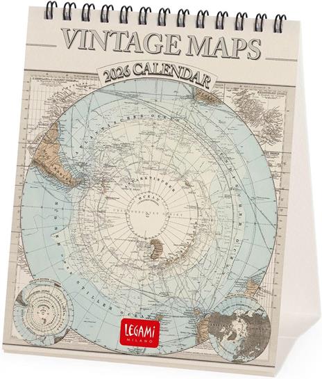 Calendario 2026 da Tavolo  - Vintage Maps - 12 x 14,5 cm